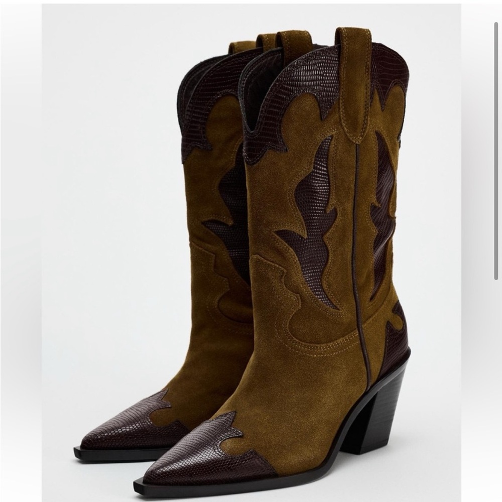 NWT ZARA viral 2024 COMBINATION SUEDE KNEE HIGH BOOTS
SIZE 5 (EUR 35 - Picture 4 of 14